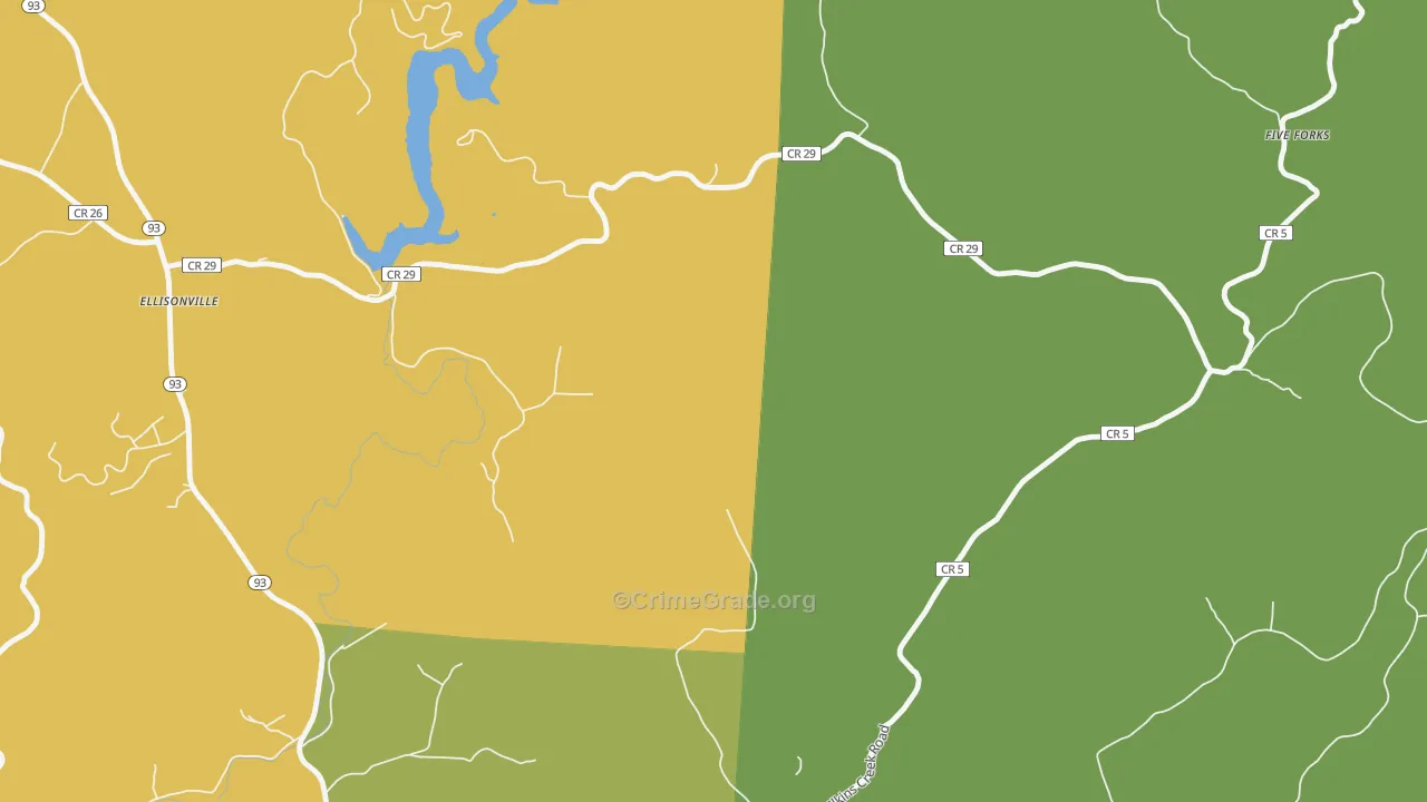 Ellisonville, OH Map of Theft Rates