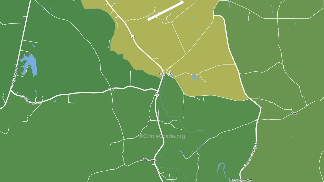 Ellisville, AL Map of Theft Rates