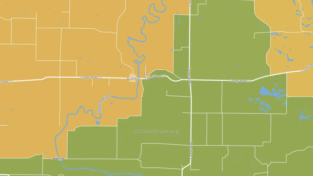 Ellisville, IL Map of Theft Rates