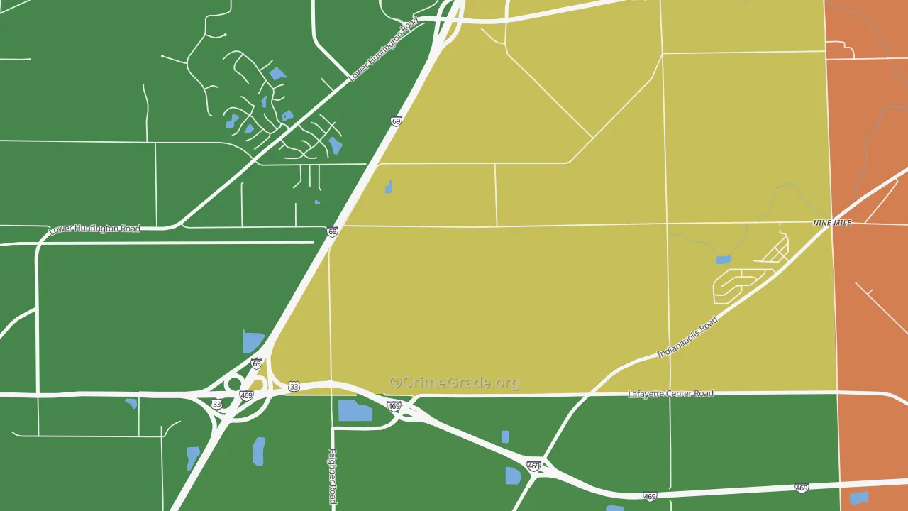 Ellisville, IN Map of Theft Rates