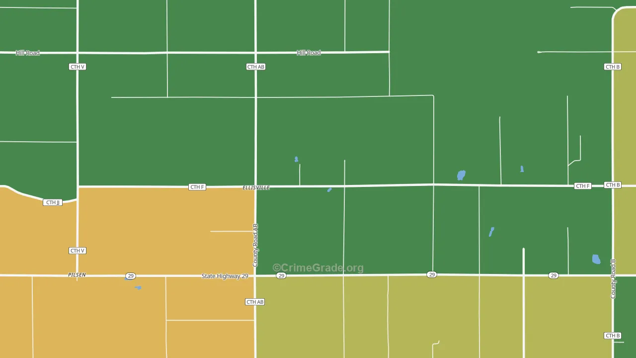 Ellisville, WI Map of Theft Rates