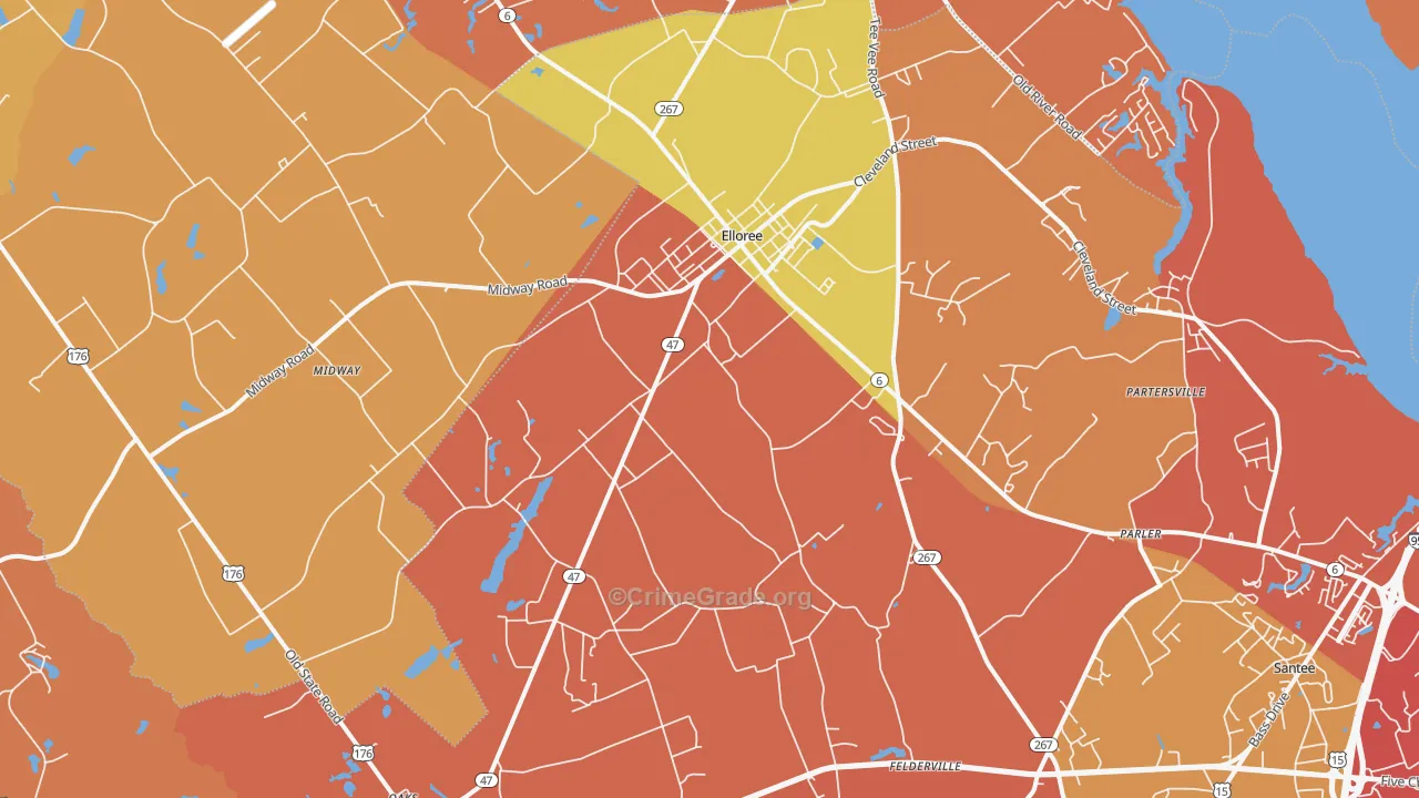 Elloree, SC Map of Theft Rates