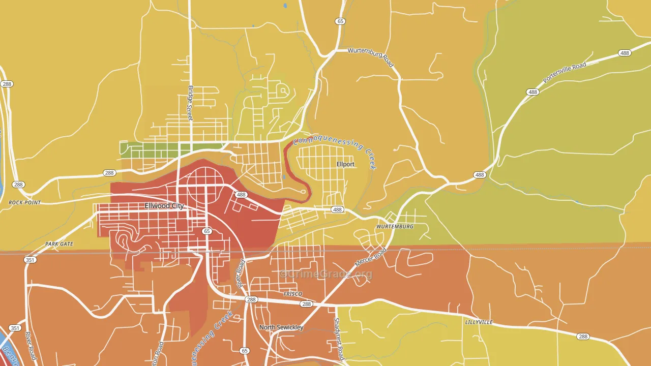 Ellport, PA Map of Theft Rates