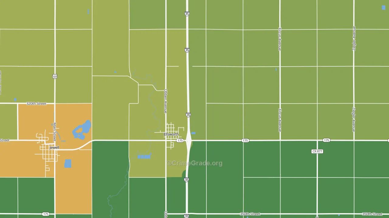 Ellsworth, IA Map of Theft Rates