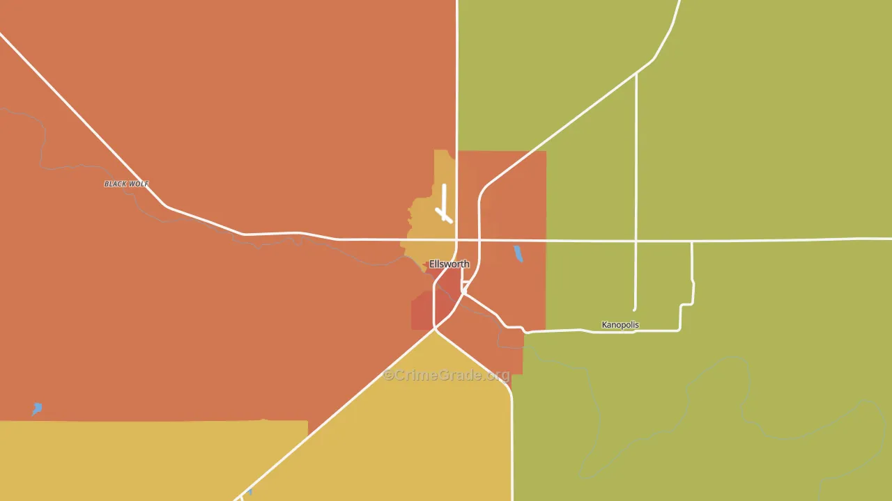 Ellsworth, KS Map of Theft Rates