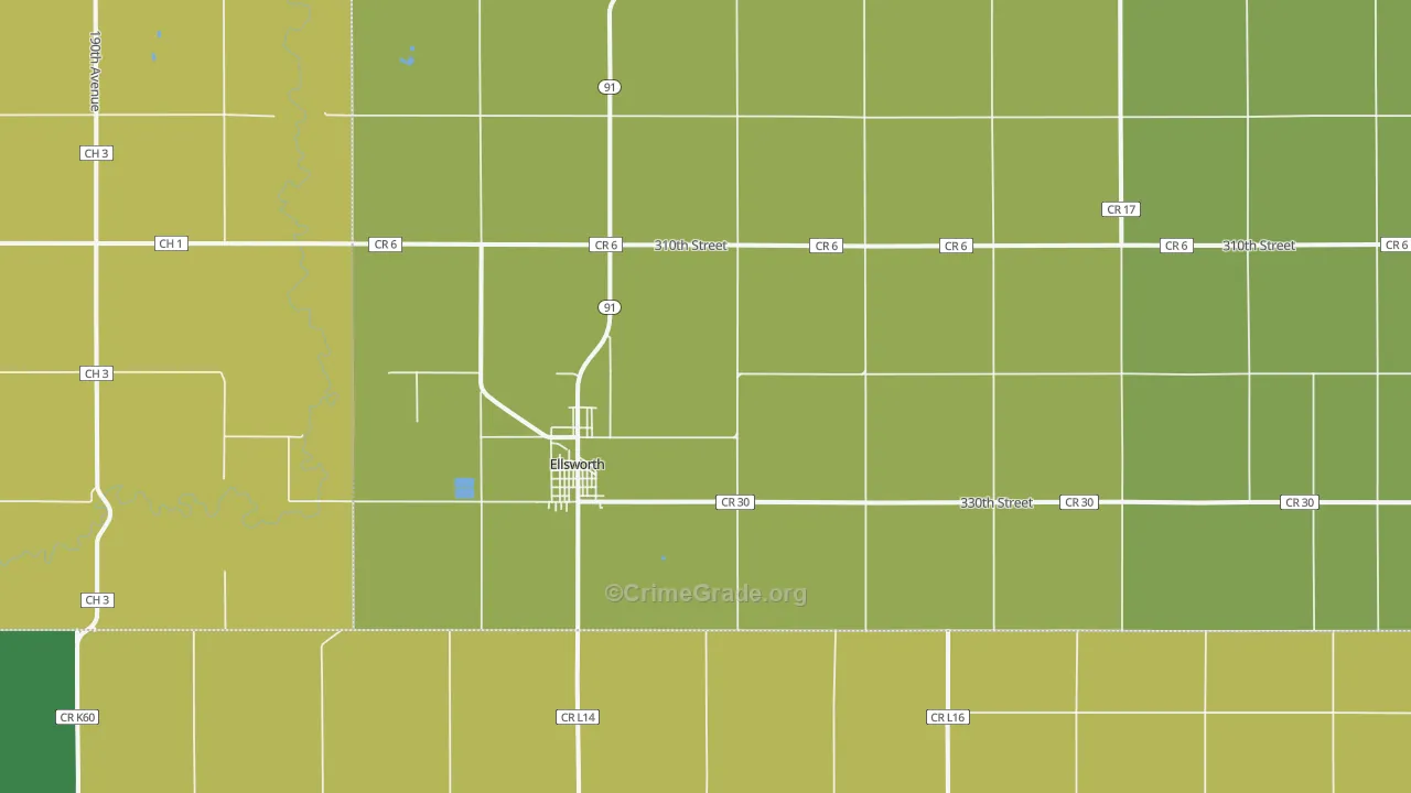 Ellsworth, MN Map of Theft Rates