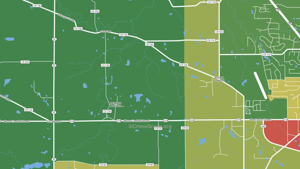 Ellsworth, OH Map of Theft Rates