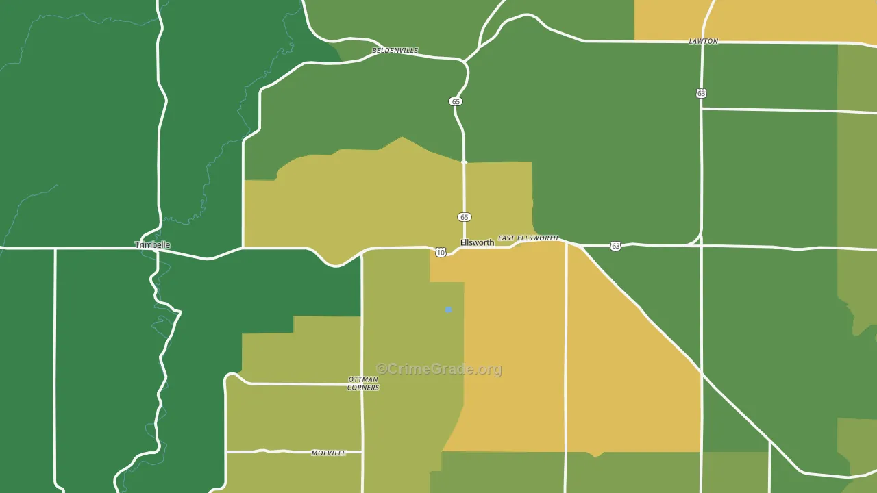 Ellsworth, WI Map of Theft Rates