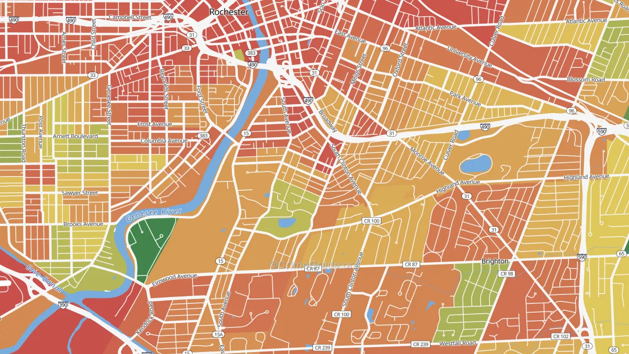 Ellwanger-Barry, Rochester, NY Map of Theft Rates