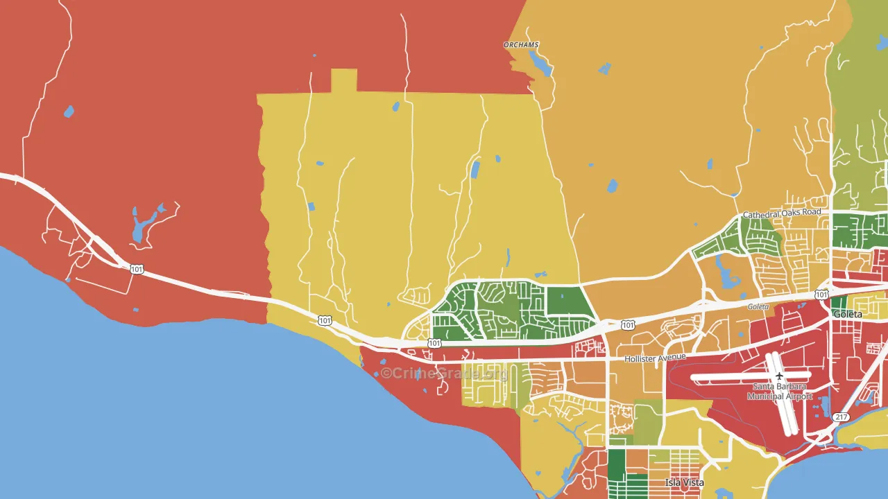 Ellwood, CA Map of Theft Rates