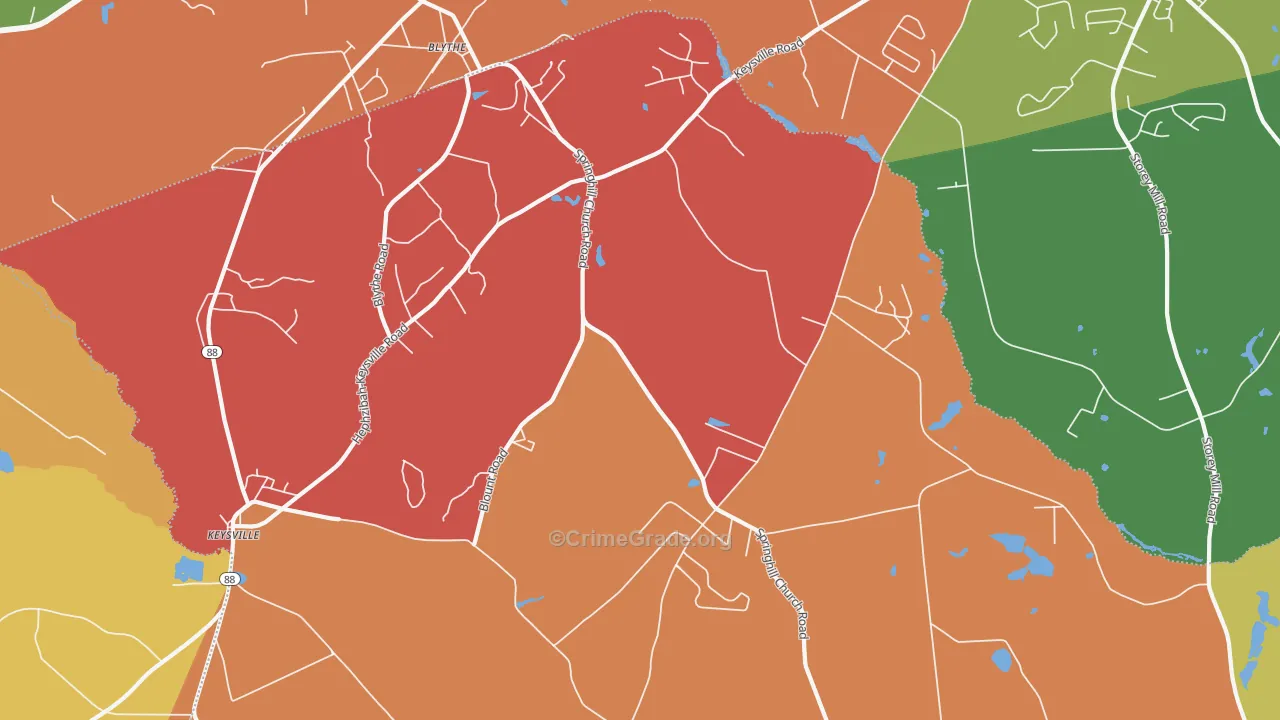 Ellwood, GA Map of Theft Rates