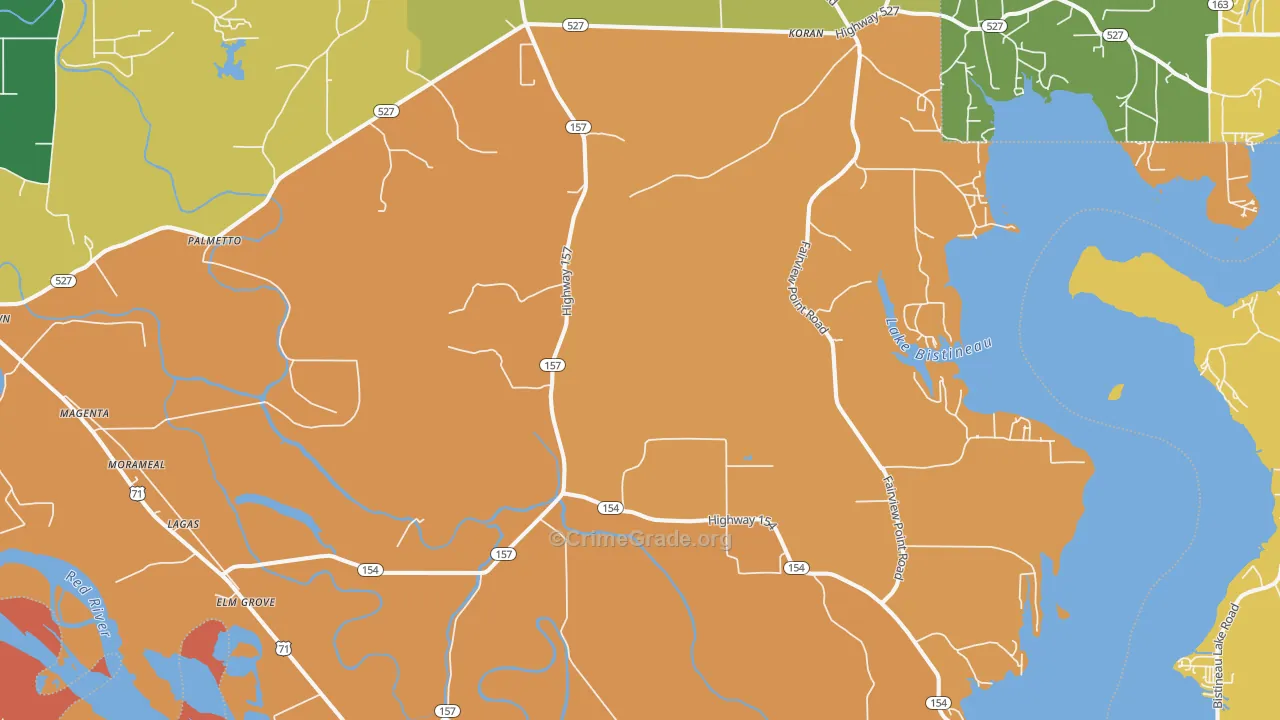 Elm Grove, LA Map of Theft Rates