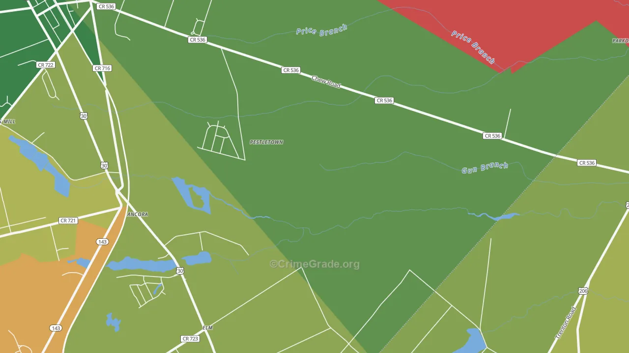 Elm, NJ Map of Theft Rates