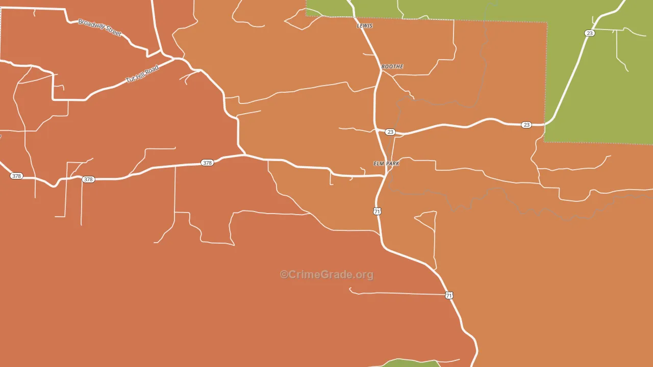Elm Park, AR Map of Theft Rates