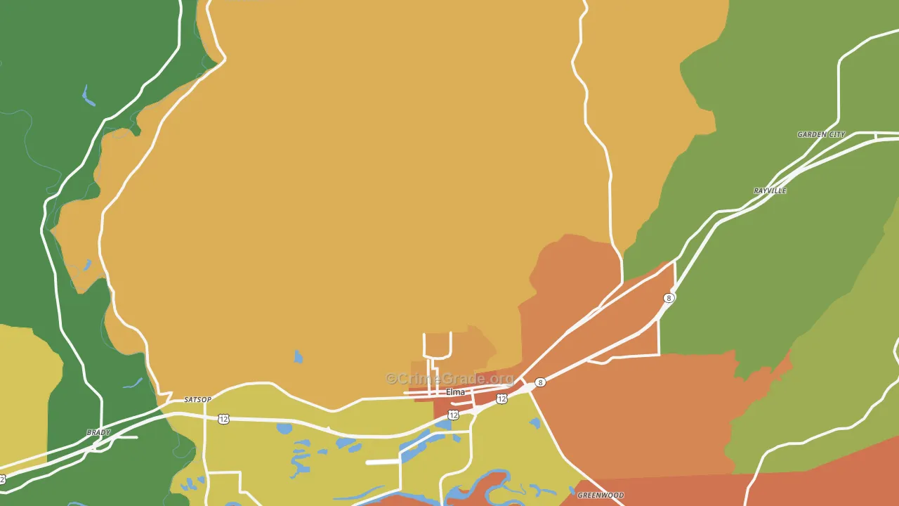 Elma, WA Map of Theft Rates