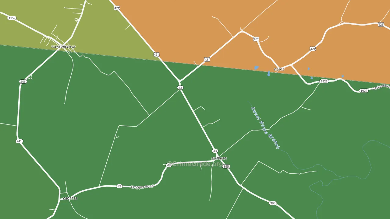 Elmburg, KY Map of Theft Rates