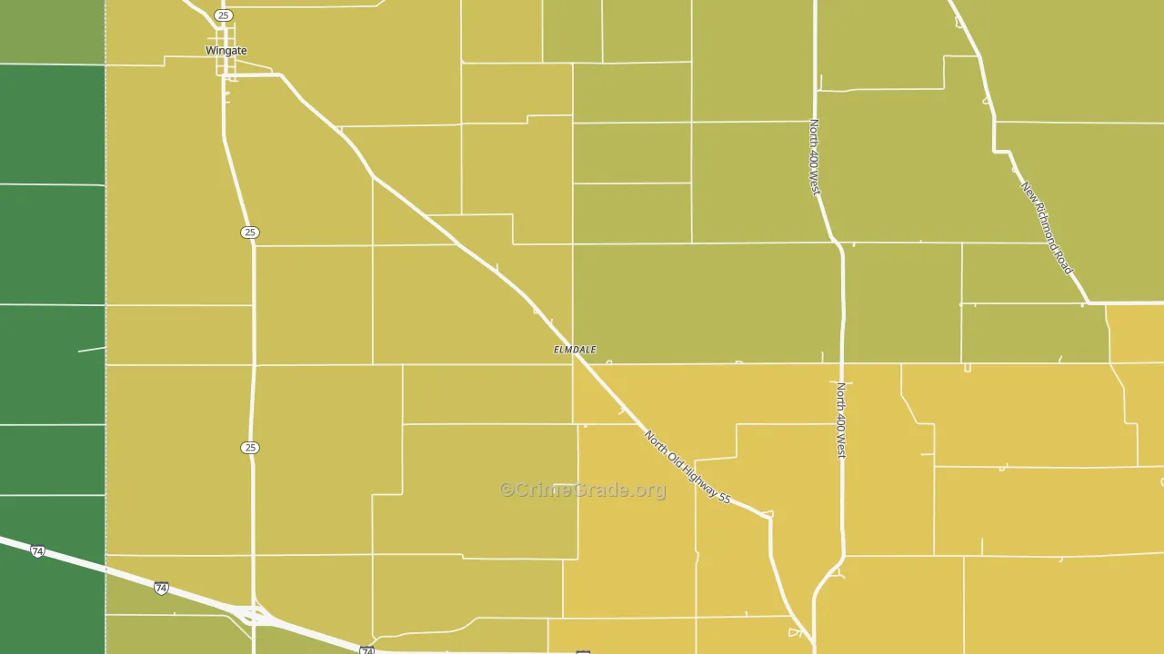 Elmdale, IN Map of Theft Rates