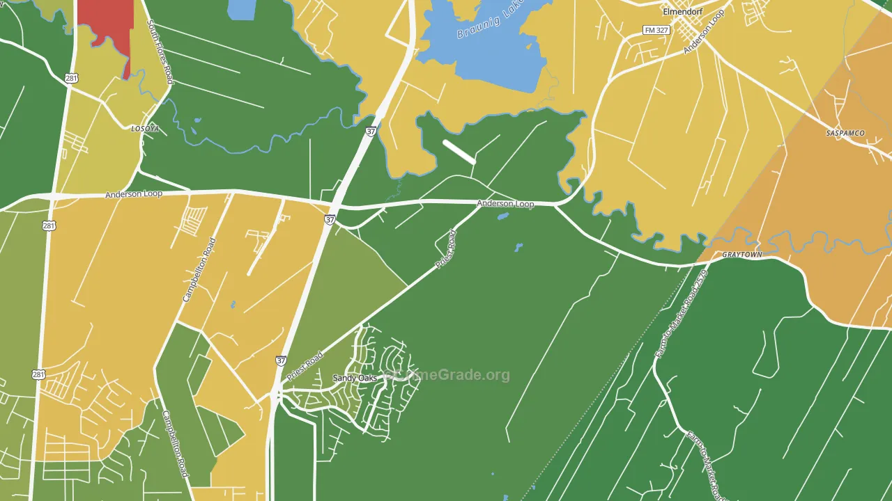 Elmendorf, TX Map of Theft Rates