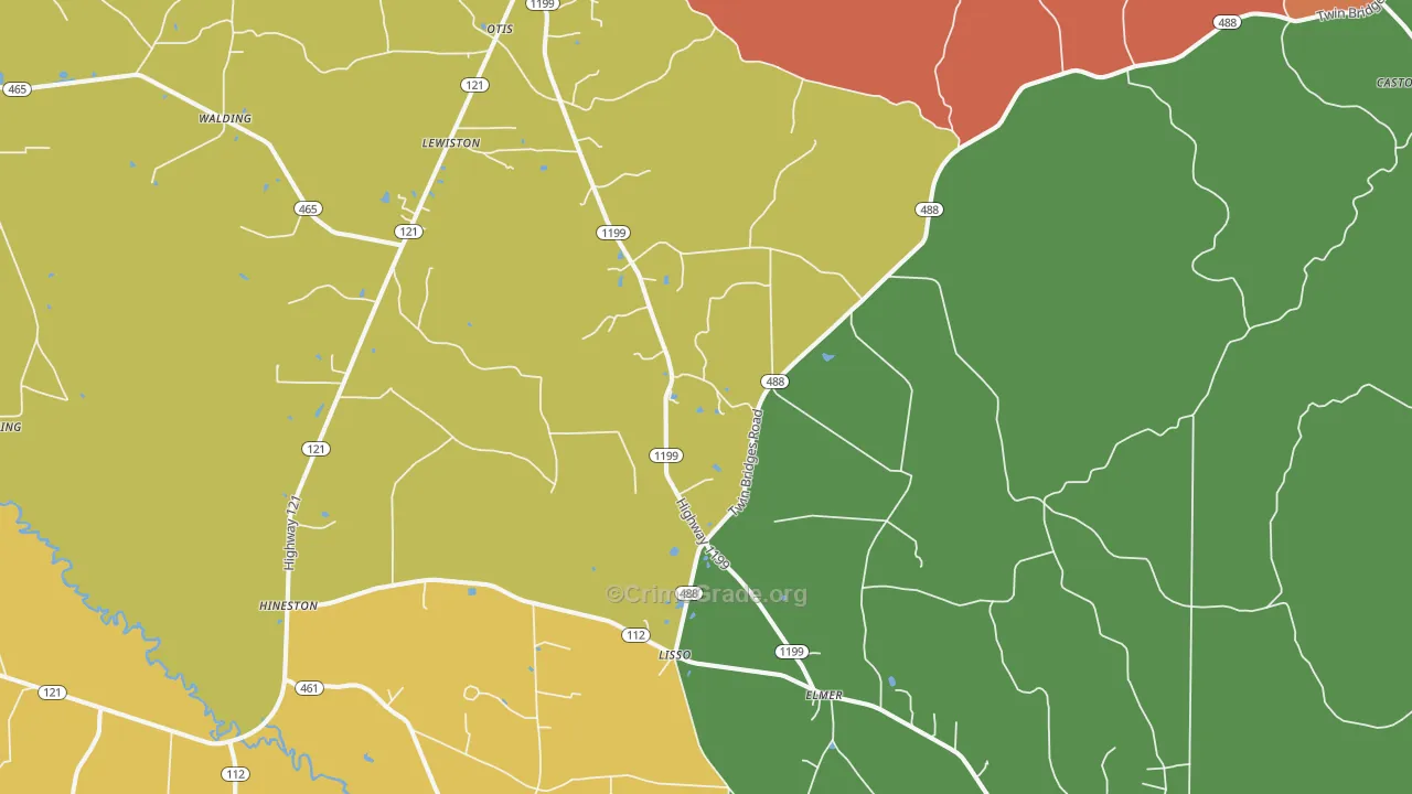 Elmer, LA Map of Theft Rates