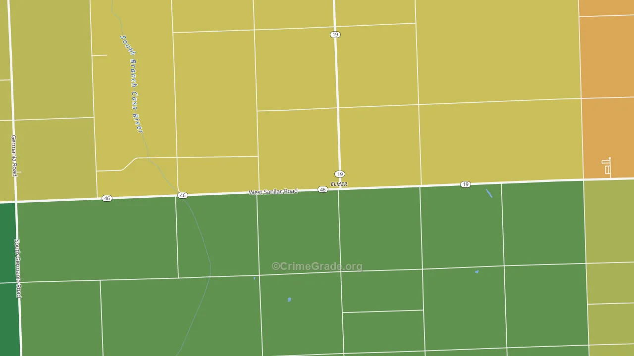 Elmer, MI Map of Theft Rates