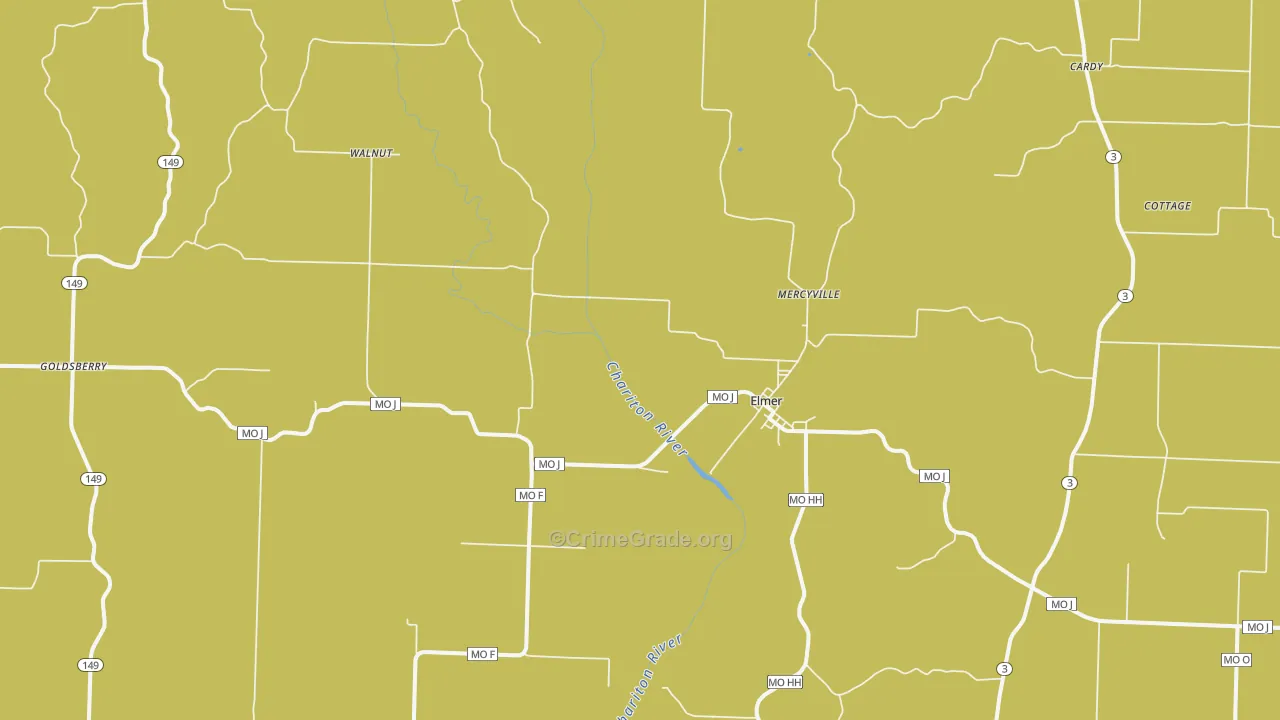 Elmer, MO Map of Theft Rates