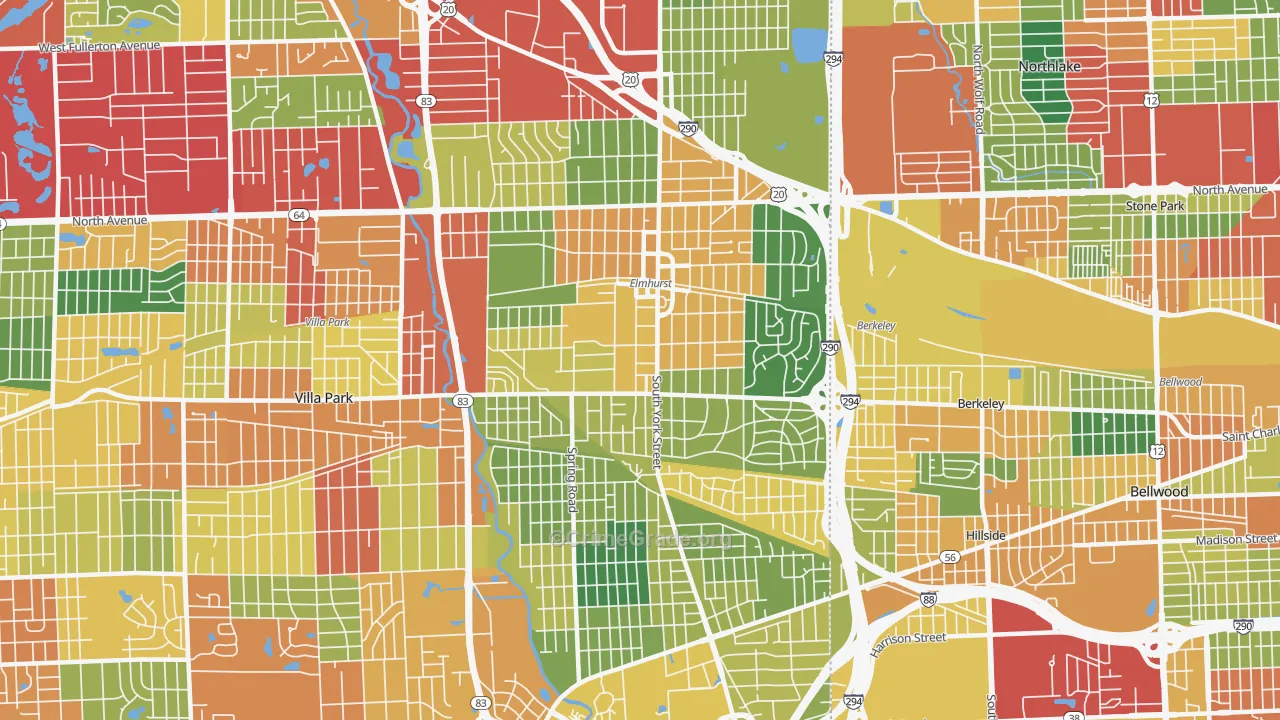 Elmhurst, IL Map of Theft Rates