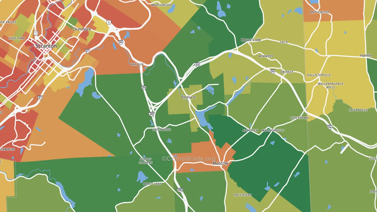 Elmhurst, PA Map of Theft Rates