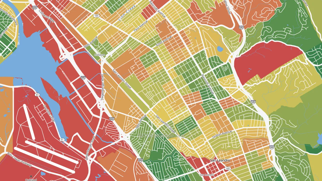 Elmhurst Park, Oakland, CA Map of Theft Rates