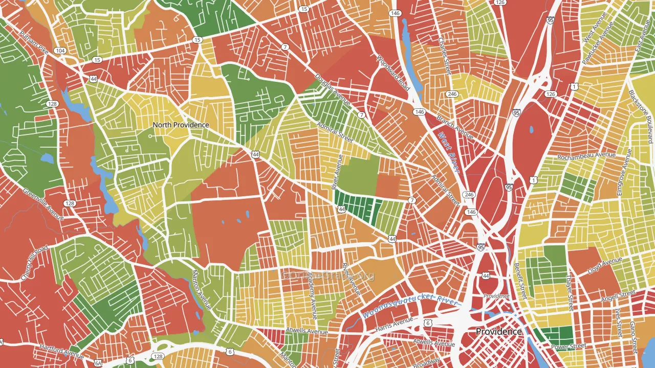 Elmhurst, Providence, RI Map of Theft Rates