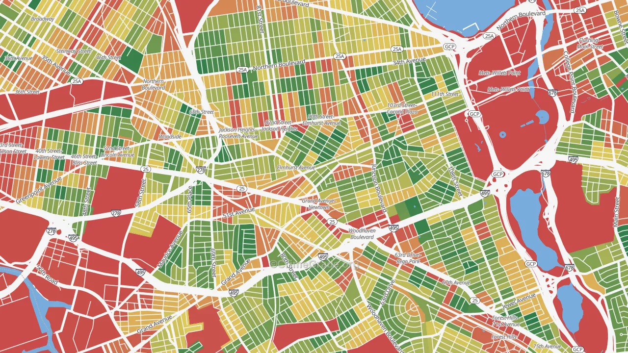 Elmhurst, Queens, NY Map of Theft Rates