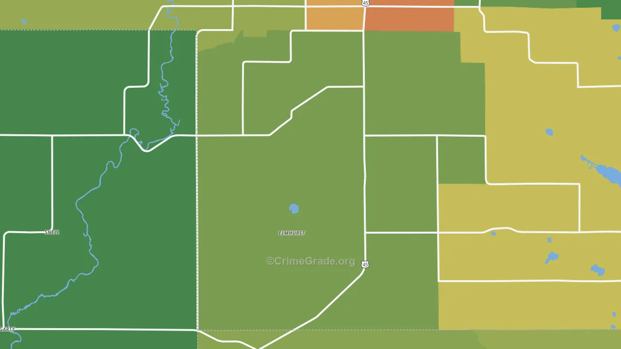 Elmhurst, WI Map of Theft Rates
