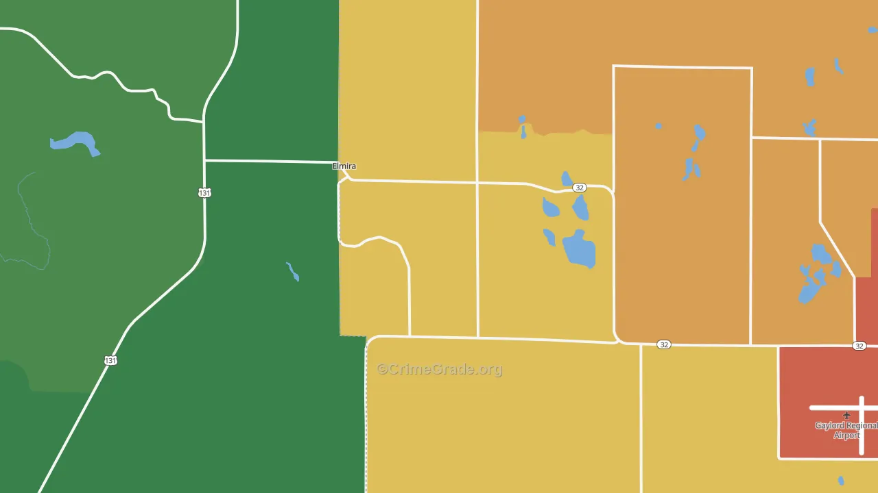 Elmira, MI Map of Theft Rates