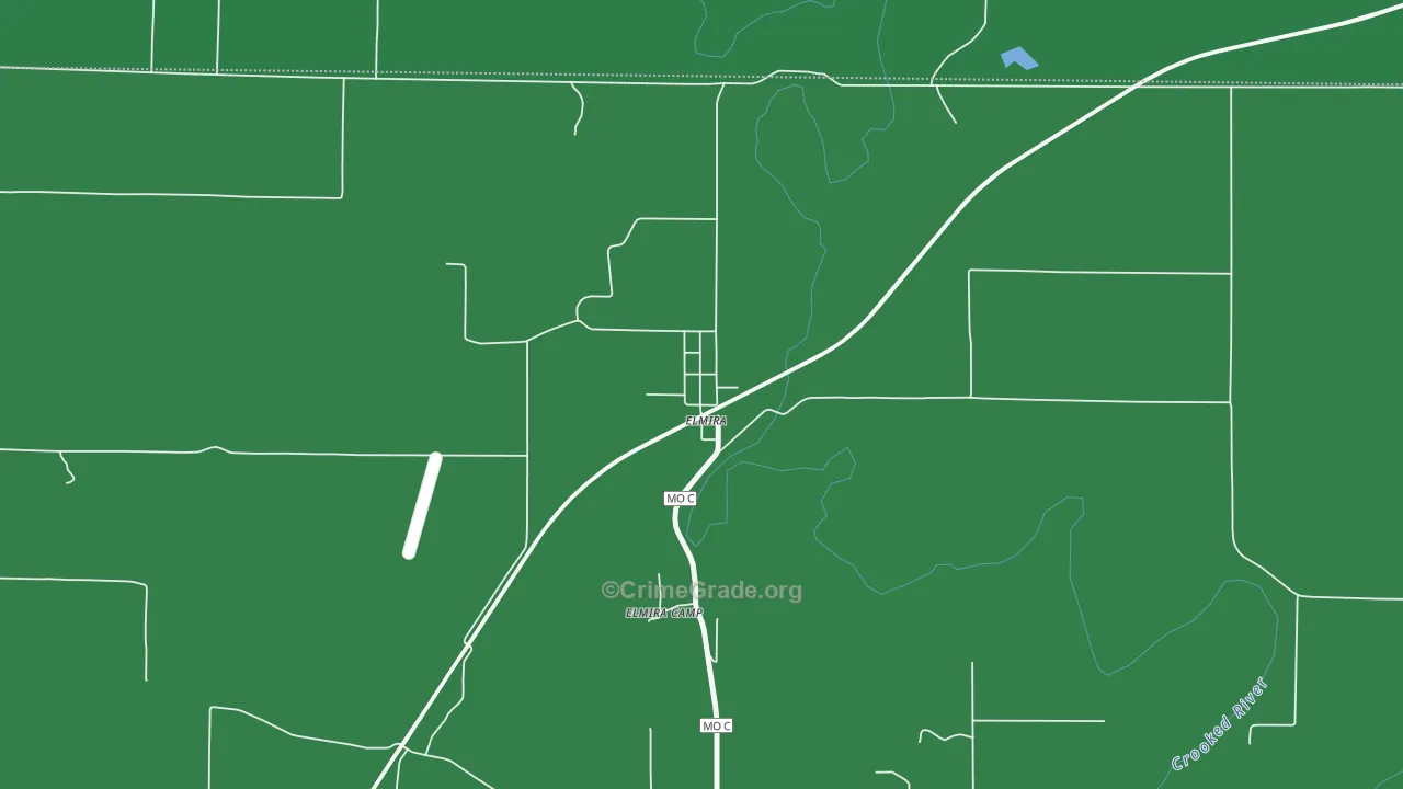 Elmira, MO Map of Theft Rates