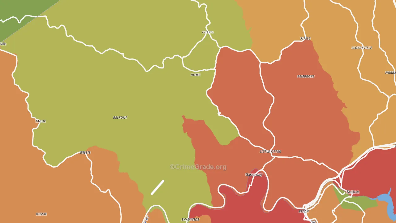 Elmira, WV Map of Theft Rates