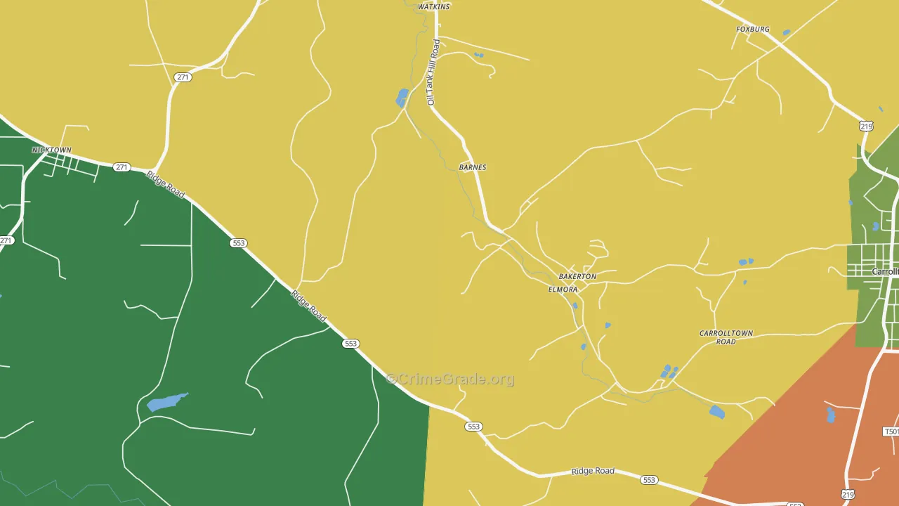 Elmora, PA Map of Theft Rates