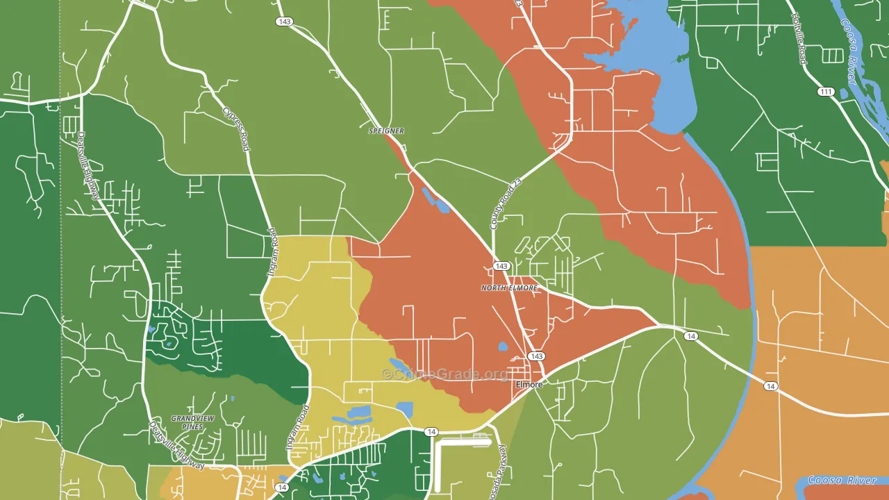 Elmore, AL Map of Theft Rates