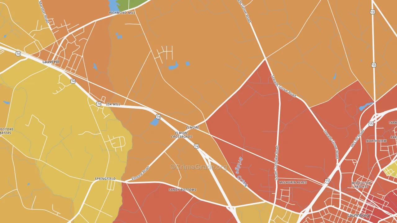 Elmore, NC Map of Theft Rates