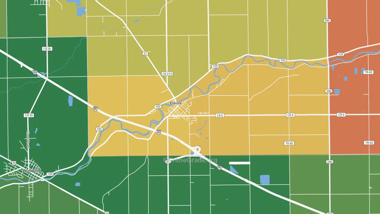 Elmore, OH Map of Theft Rates