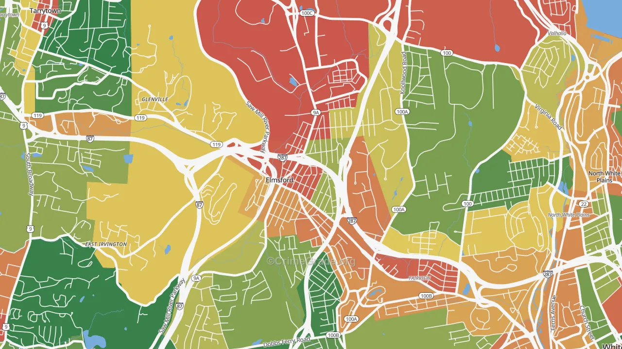 Elmsford, NY Map of Theft Rates