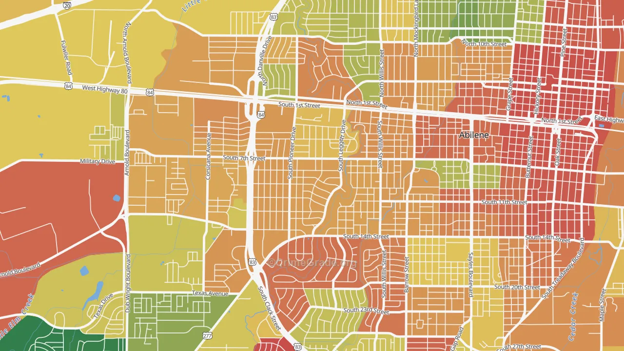 Elmwood Area, Abilene, TX Map of Theft Rates