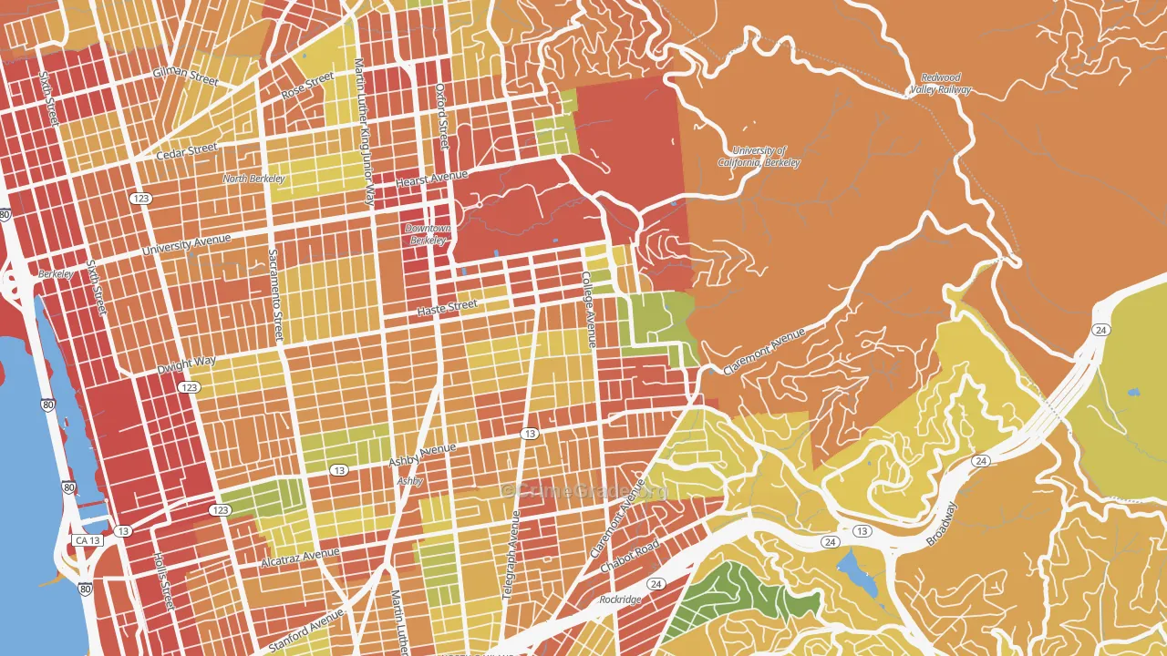 Elmwood, Berkeley, CA Map of Theft Rates