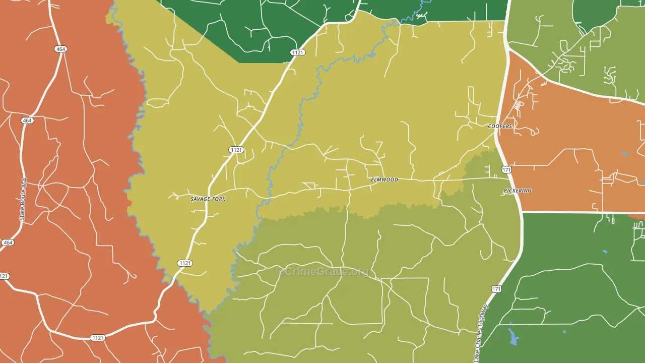Elmwood, LA Map of Theft Rates