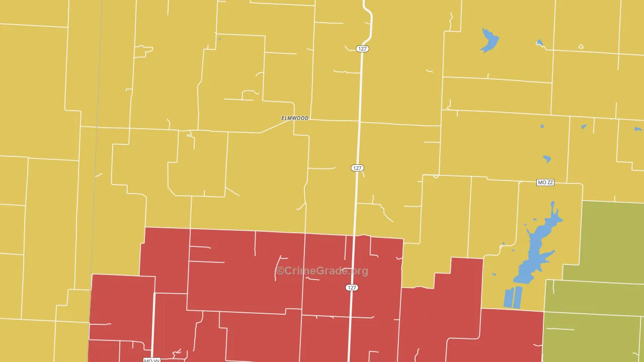 Elmwood, MO Map of Theft Rates