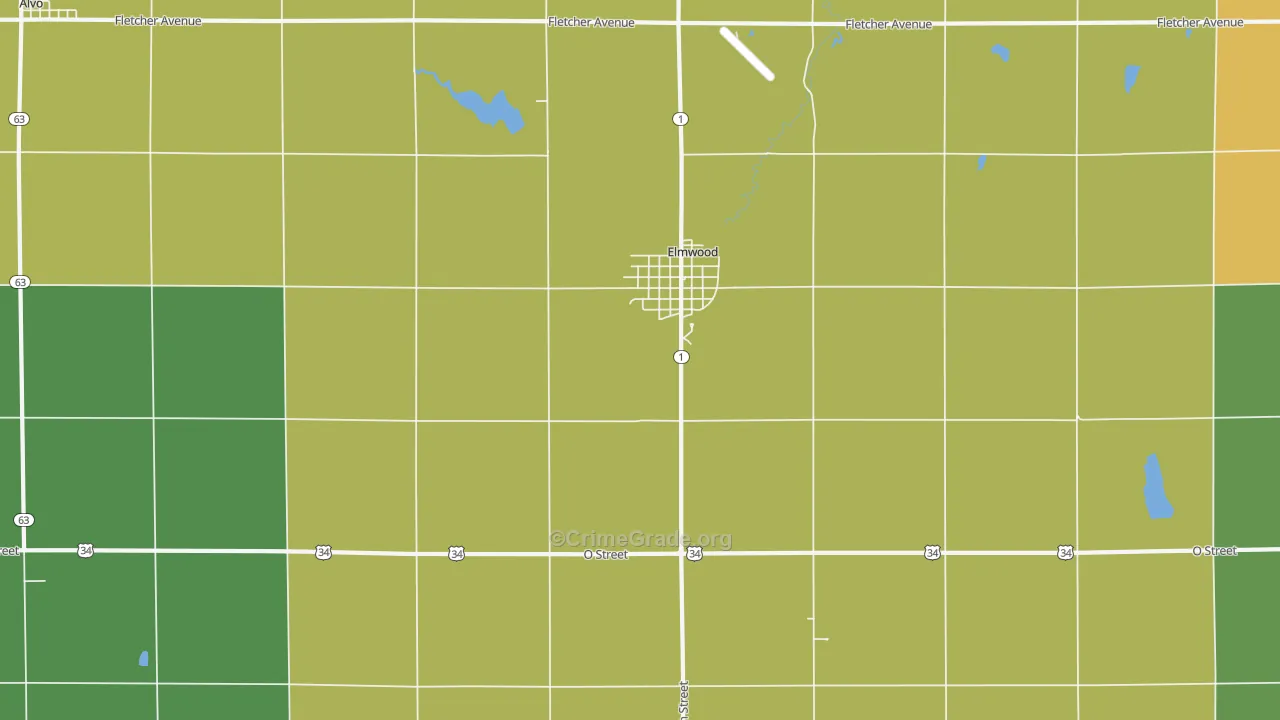 Elmwood, NE Map of Theft Rates