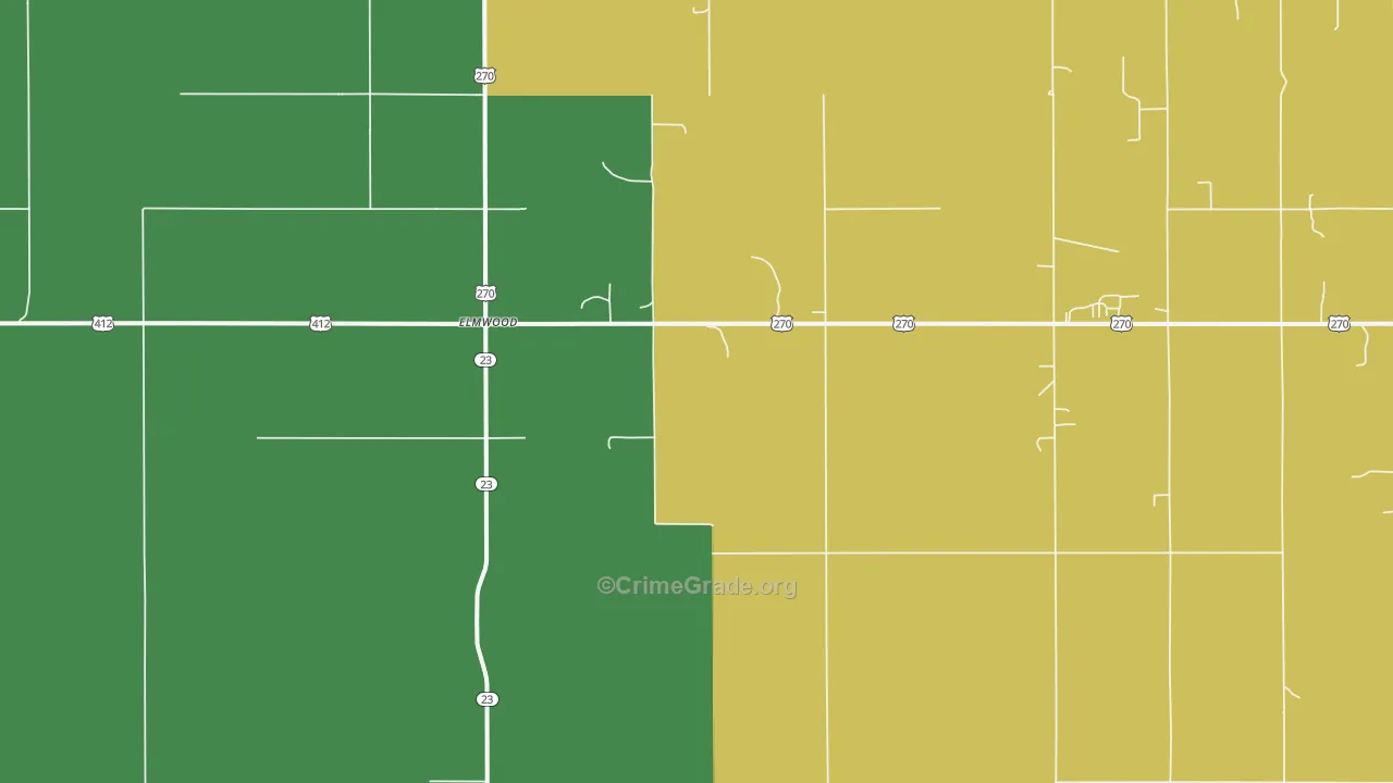 Elmwood, OK Map of Theft Rates