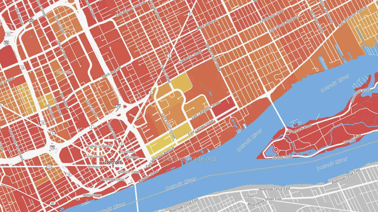 Elmwood Park, Detroit, MI Map of Theft Rates