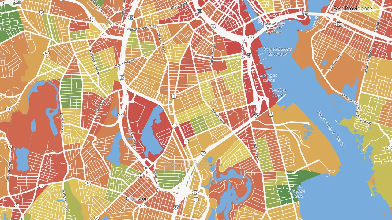 Elmwood, Providence, RI Map of Theft Rates