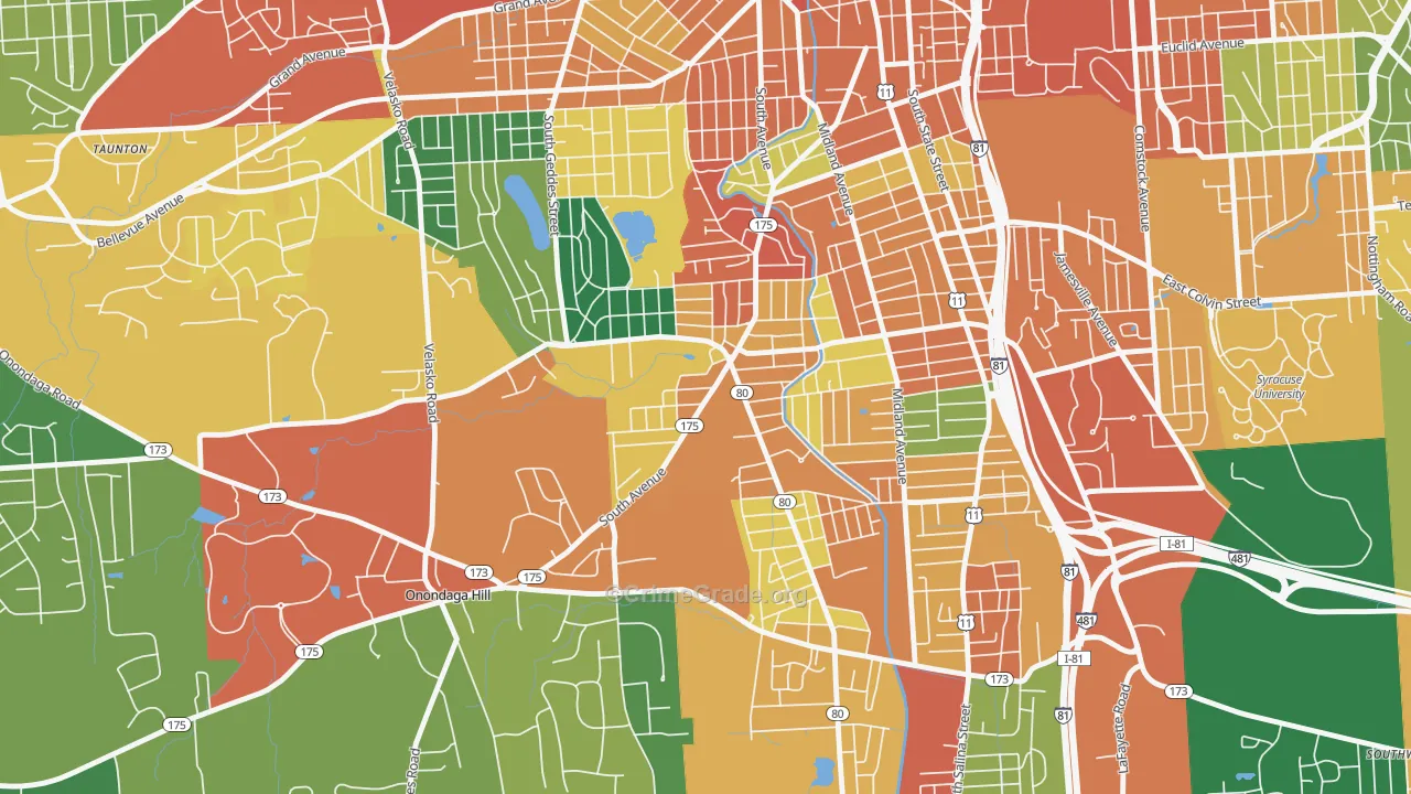 Elmwood, Syracuse, NY Map of Theft Rates