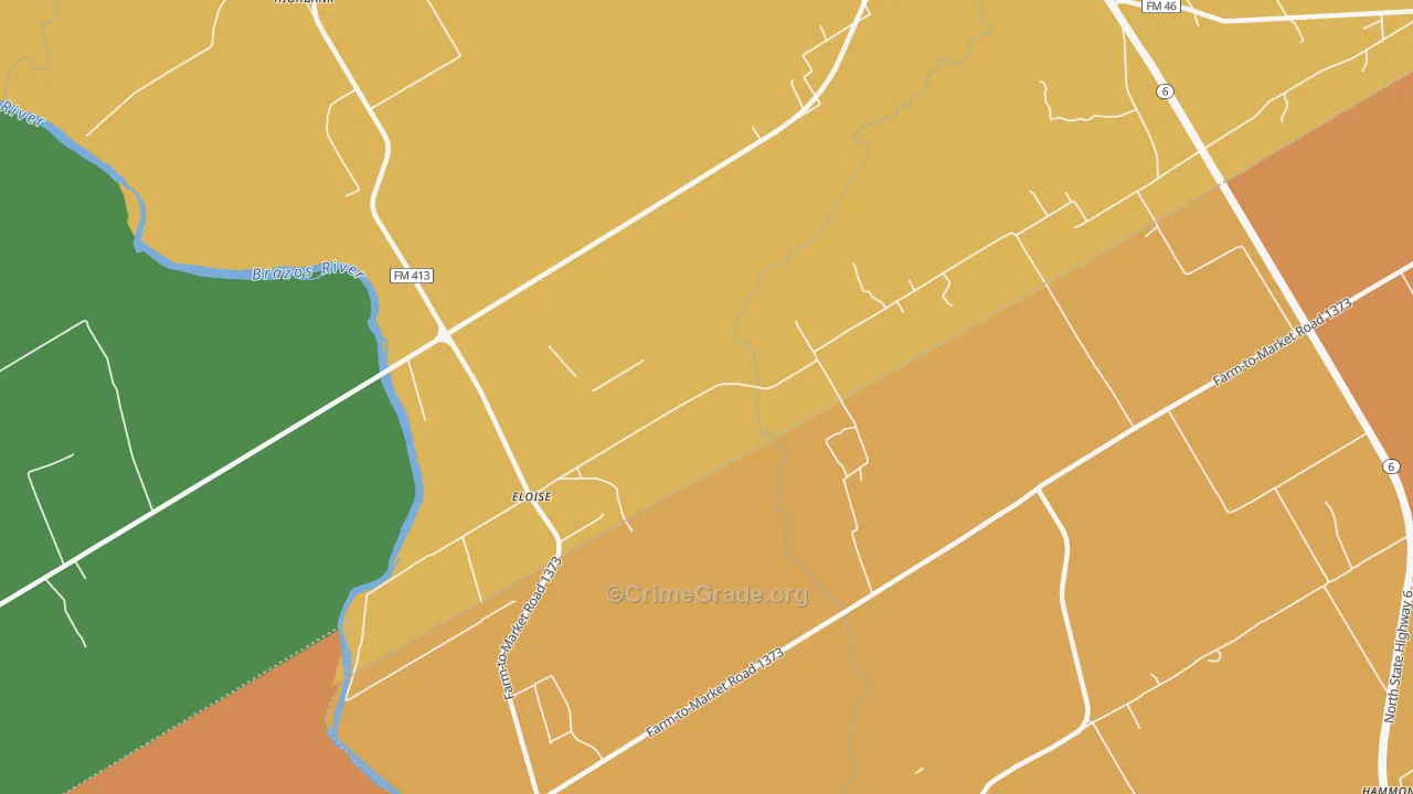 Eloise, TX Map of Theft Rates