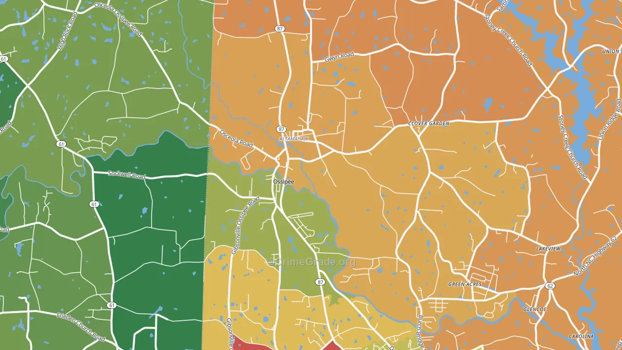 Elon College, NC Map of Theft Rates